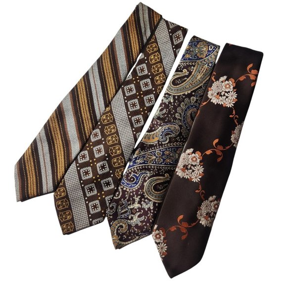 Vintage Neckties Assorted Lot Floral Striped 70's - Picture 2 of 9